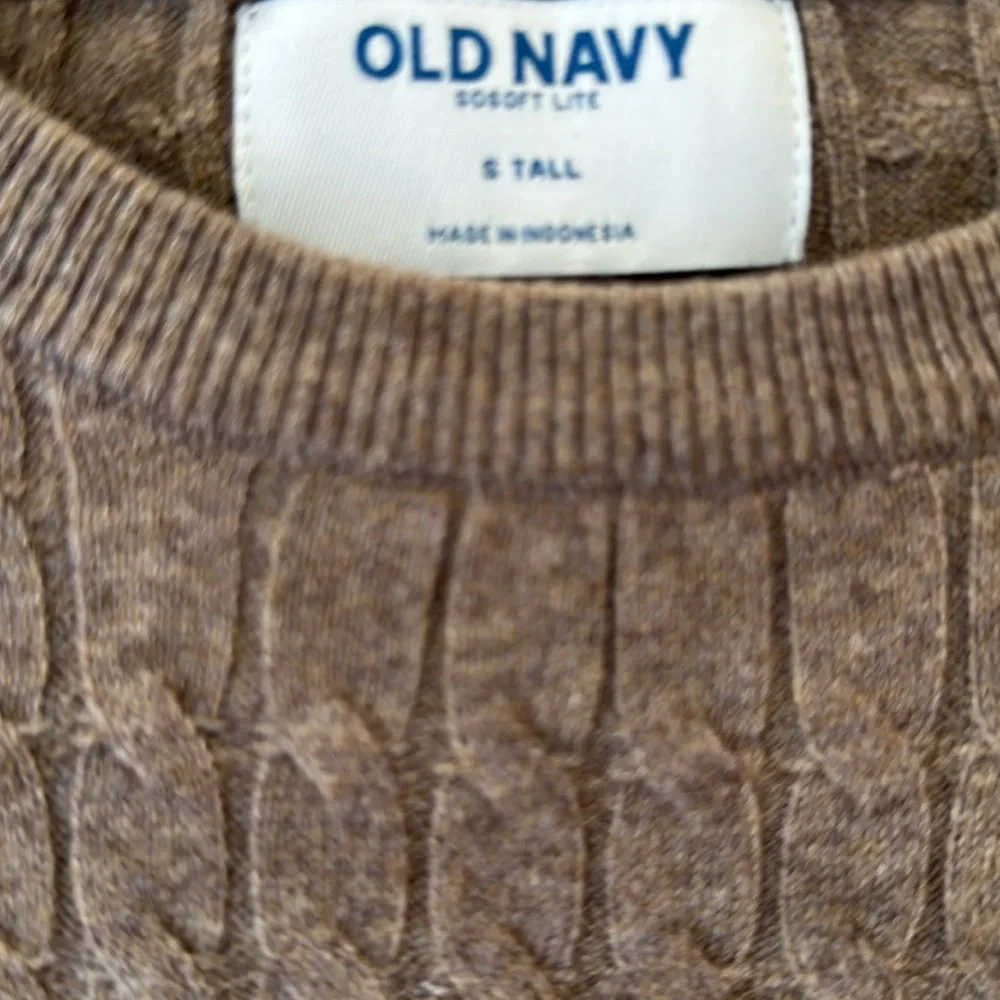 NWT Old Navy kids S TALL Brown Cable Knit preppy Sweater